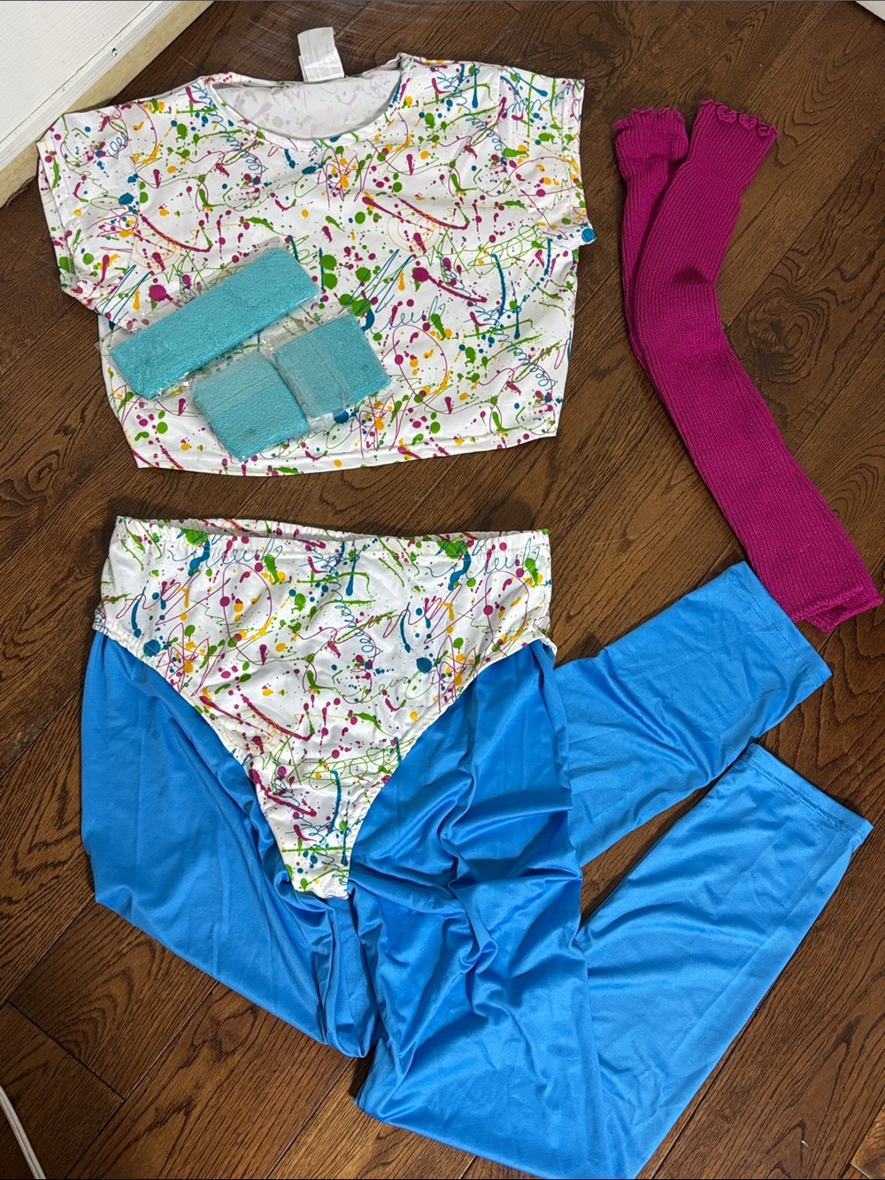 80’s Color Splash Dance Set Costume aerobic Barbie Jane size Large exercise